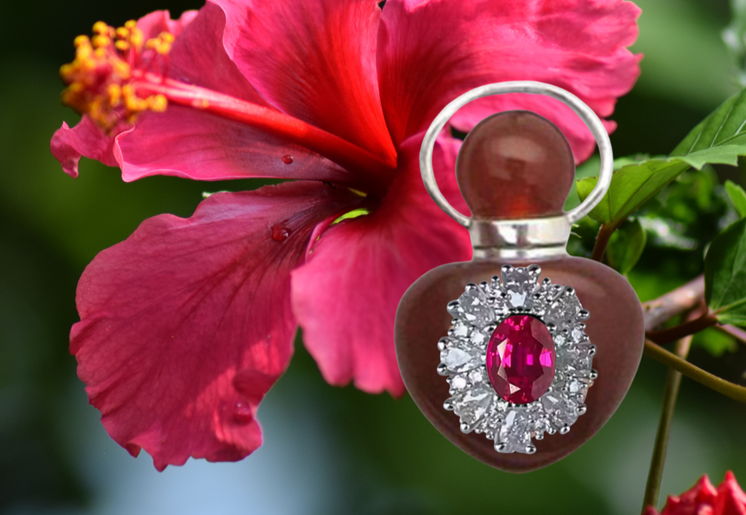 Leiliaani 925 Silver perfume pendant amulet necklace Red Garnet Red Ruby