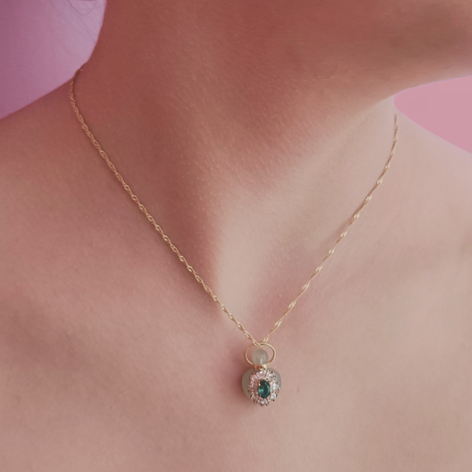 PINK SAPPHIRE "ELISABETH'S CROWN" PERFUME AMULET NECKLACE - Image 6