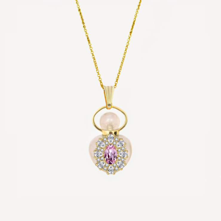DIANA'S HEART Pink Sapphire Mini Perfume Necklace