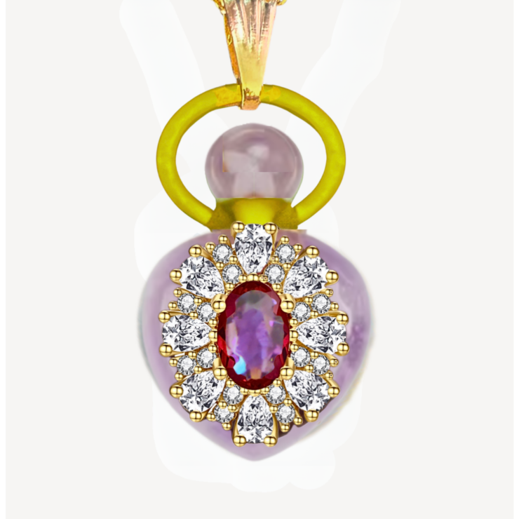 AMETHYST "ELISABETH'S CROWN" PERFUME AMULET NECKLACE
