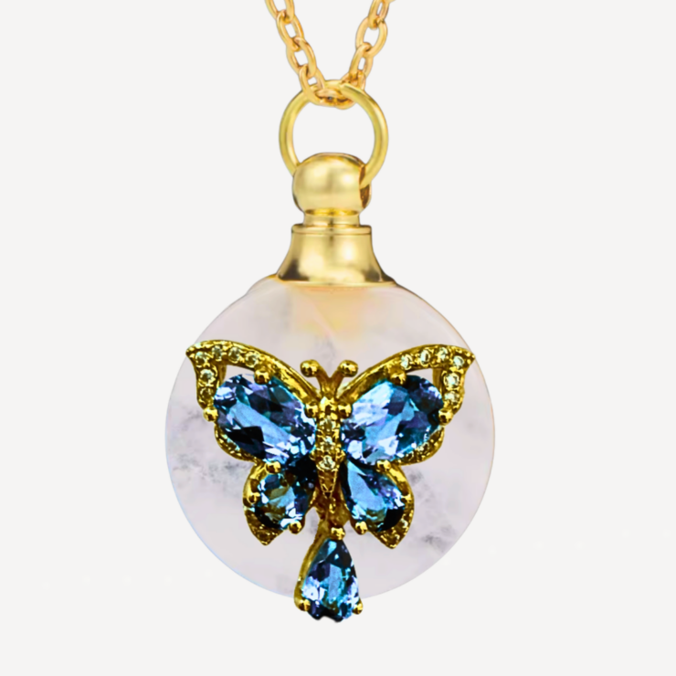 COMING SUMMER 2026! Blue Topaz Clear Quartz Perfume Talisman