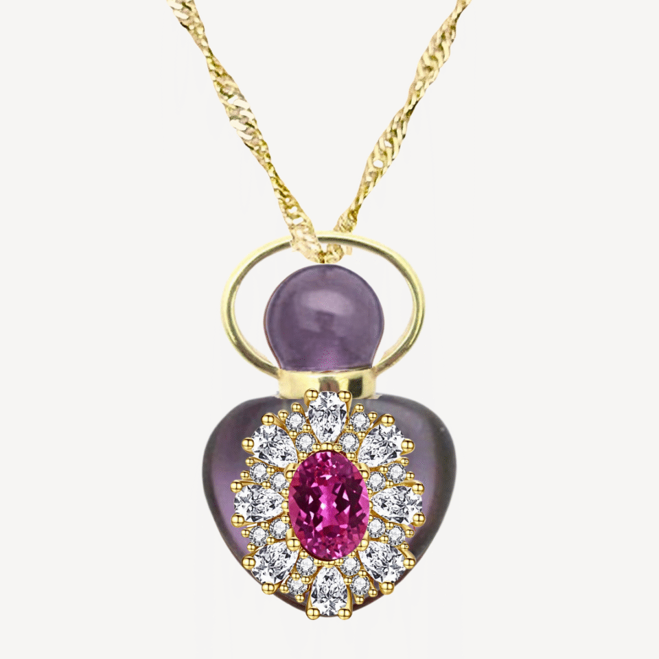 PINK SAPPHIRE "ELISABETH'S CROWN" PERFUME AMULET NECKLACE - Image 2