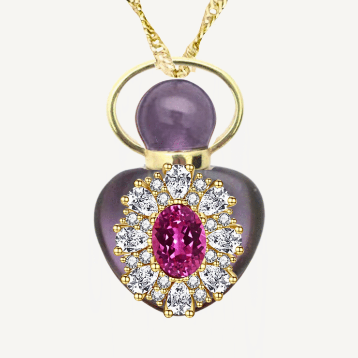 PINK SAPPHIRE "ELISABETH'S CROWN" PERFUME AMULET NECKLACE