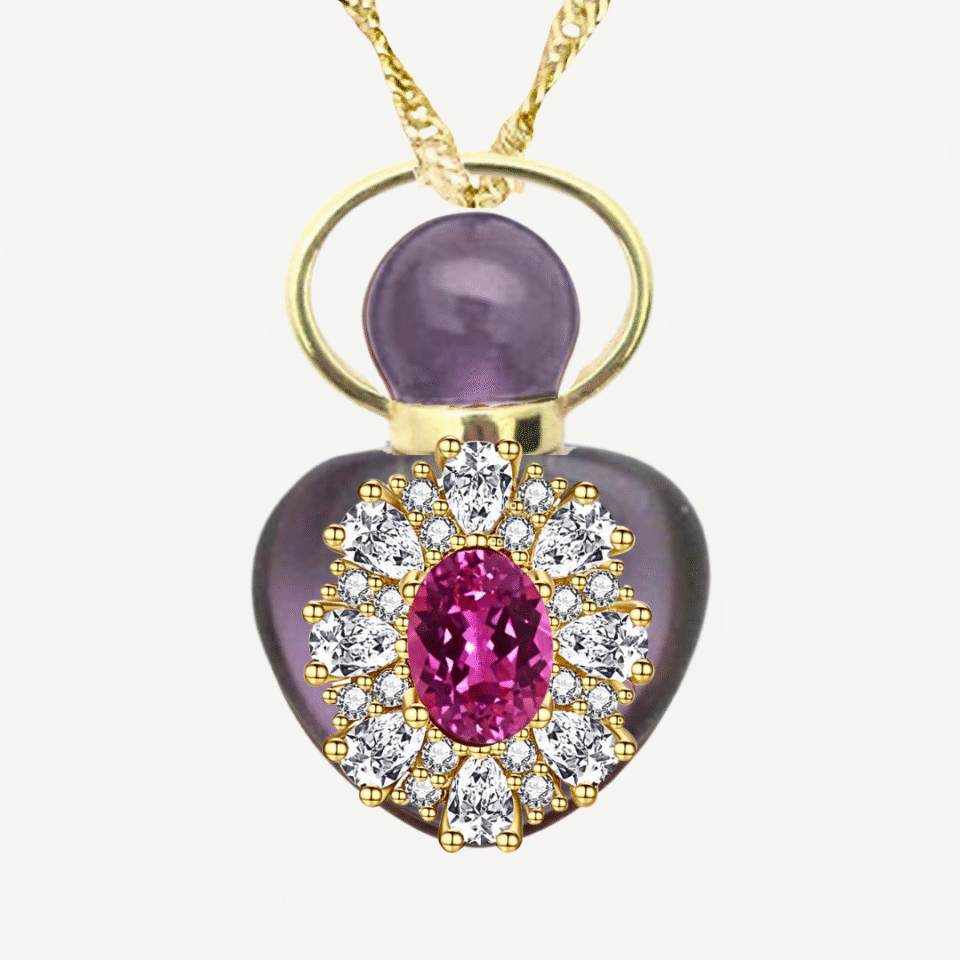 PINK SAPPHIRE "ELISABETH'S CROWN" PERFUME AMULET NECKLACE