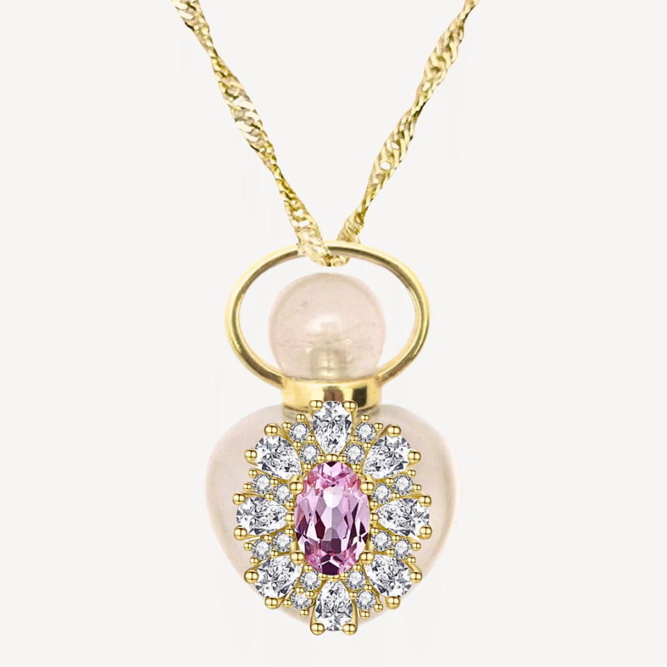 PINK SAPPHIRE "DIANA'S HEART" MINI PERFUME AMULET NECKLACE - Image 2