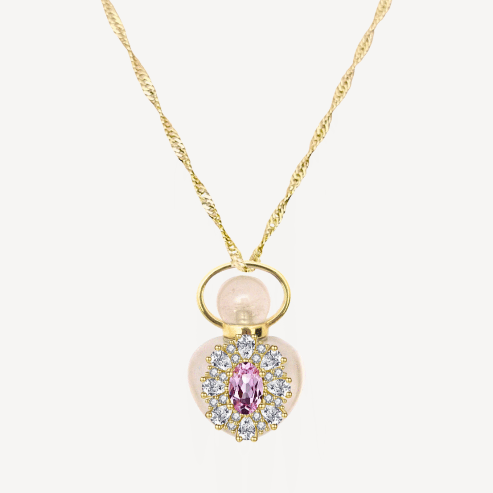 PINK SAPPHIRE "DIANA'S HEART" MINI PERFUME AMULET NECKLACE - Image 3