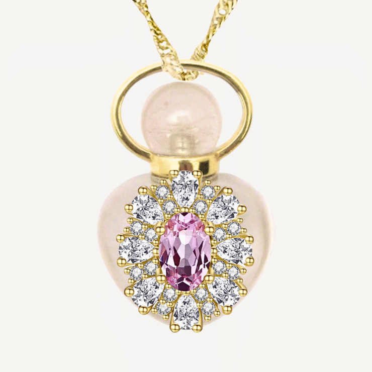 PINK SAPPHIRE "DIANA'S HEART" MINI PERFUME AMULET NECKLACE