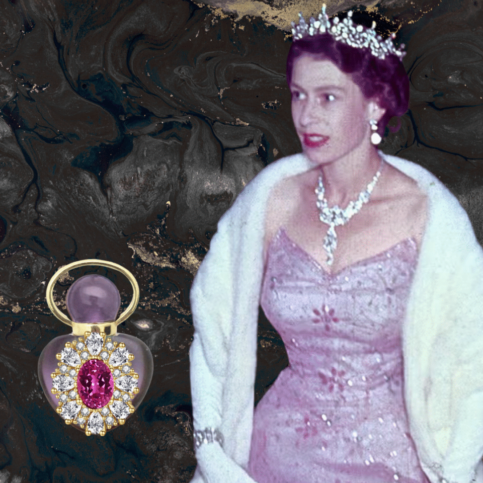 PINK SAPPHIRE "ELISABETH'S CROWN" PERFUME AMULET NECKLACE - Image 4