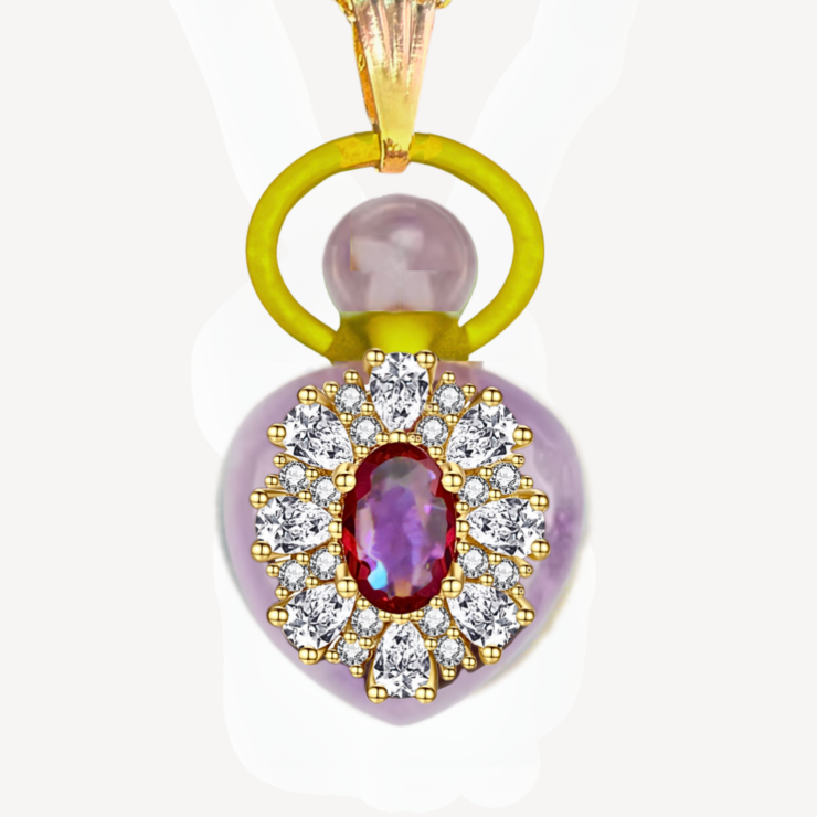 AMETHYST "ELISABETH'S CROWN" PERFUME AMULET NECKLACE