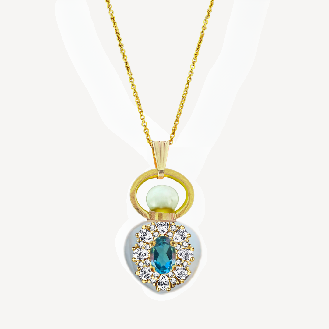 BLUE TOPAZ "MARIE'S SERENITY" MINI PERFUME AMULET NECKLACE - Image 2