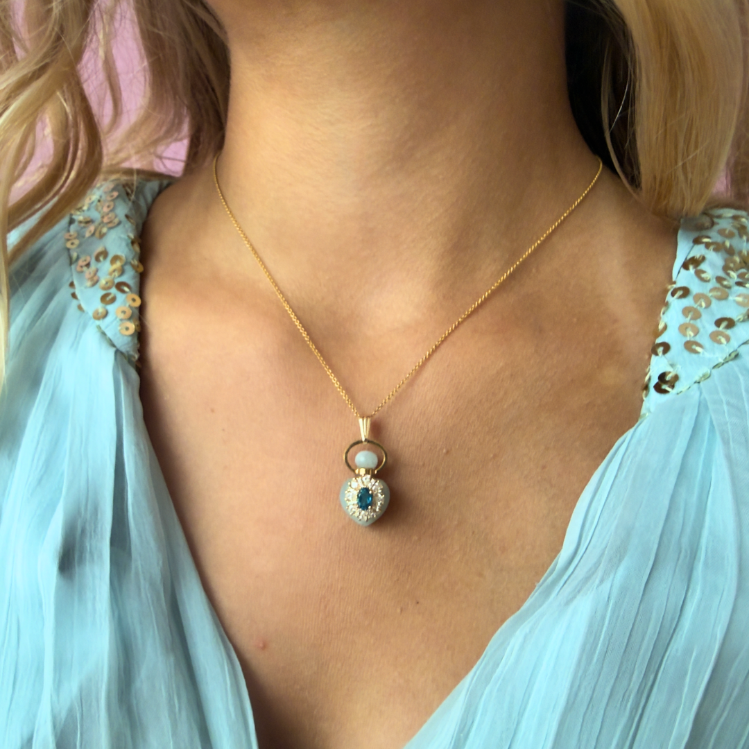 BLUE TOPAZ "MARIE'S SERENITY" MINI PERFUME AMULET NECKLACE - Image 3