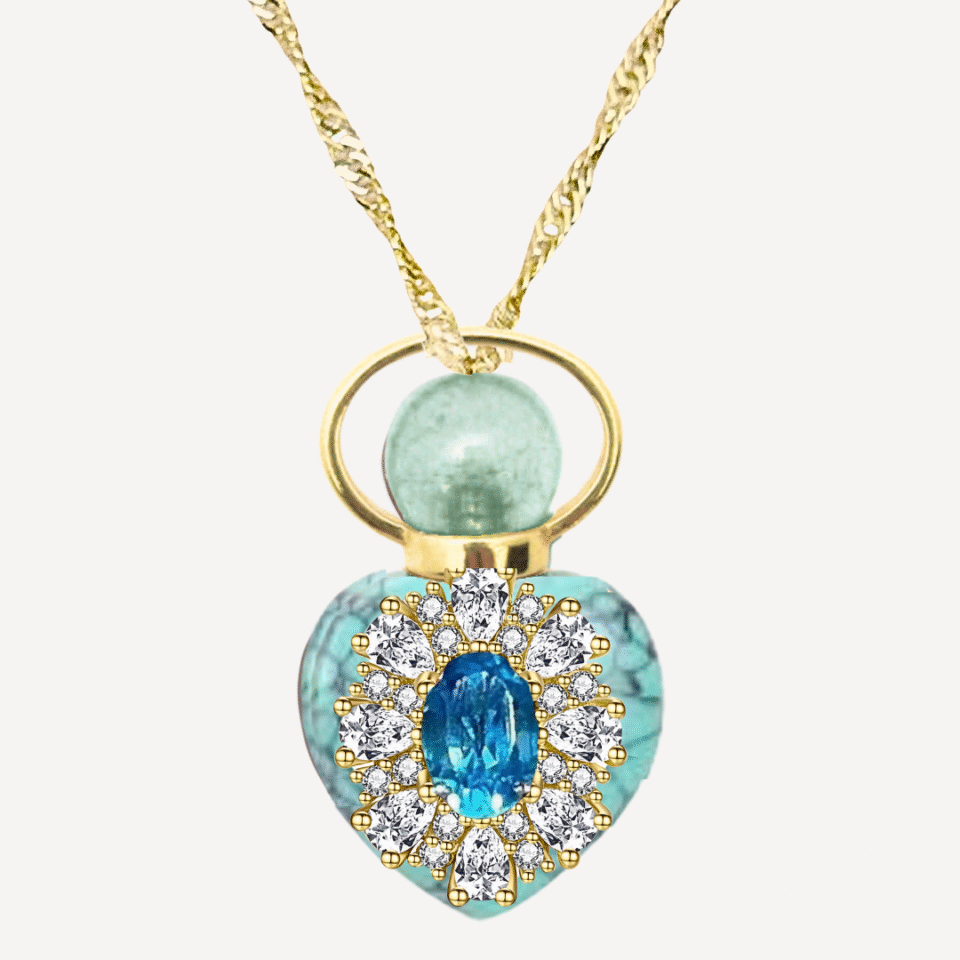 BLUE TOPAZ "MARIE'S SERENITY" MINI PERFUME AMULET NECKLACE - Image 2
