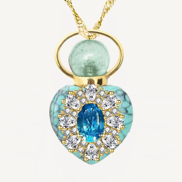 BLUE TOPAZ "MARIE'S SERENITY" MINI PERFUME AMULET NECKLACE