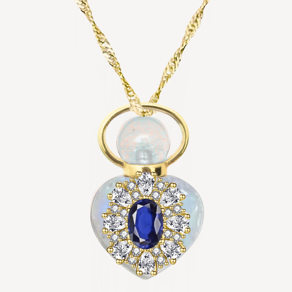 BLUE SAPPHIRE "RANIA'S TRUTH" MINI PERFUME AMULET NECKLACE - Image 2
