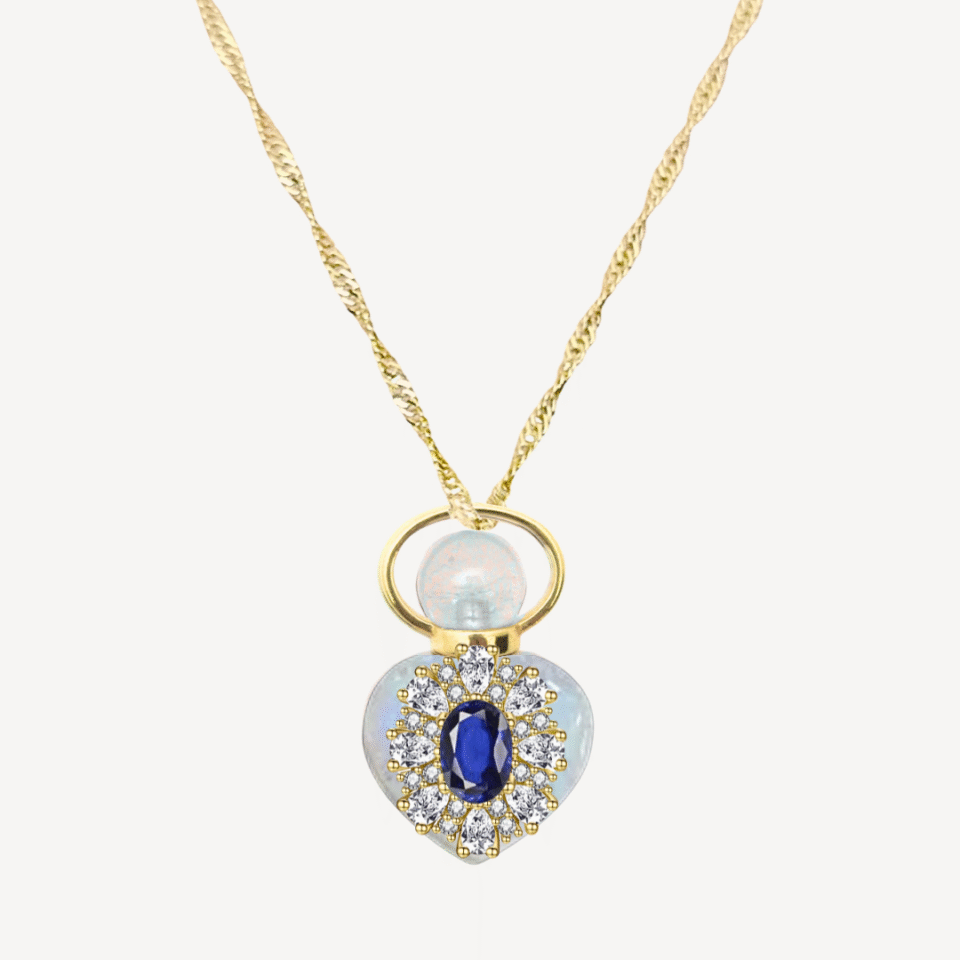 BLUE SAPPHIRE "RANIA'S TRUTH" MINI PERFUME AMULET NECKLACE - Image 3