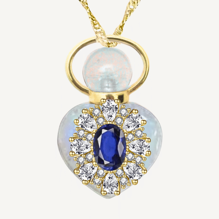 BLUE SAPPHIRE "RANIA'S TRUTH" MINI PERFUME AMULET NECKLACE