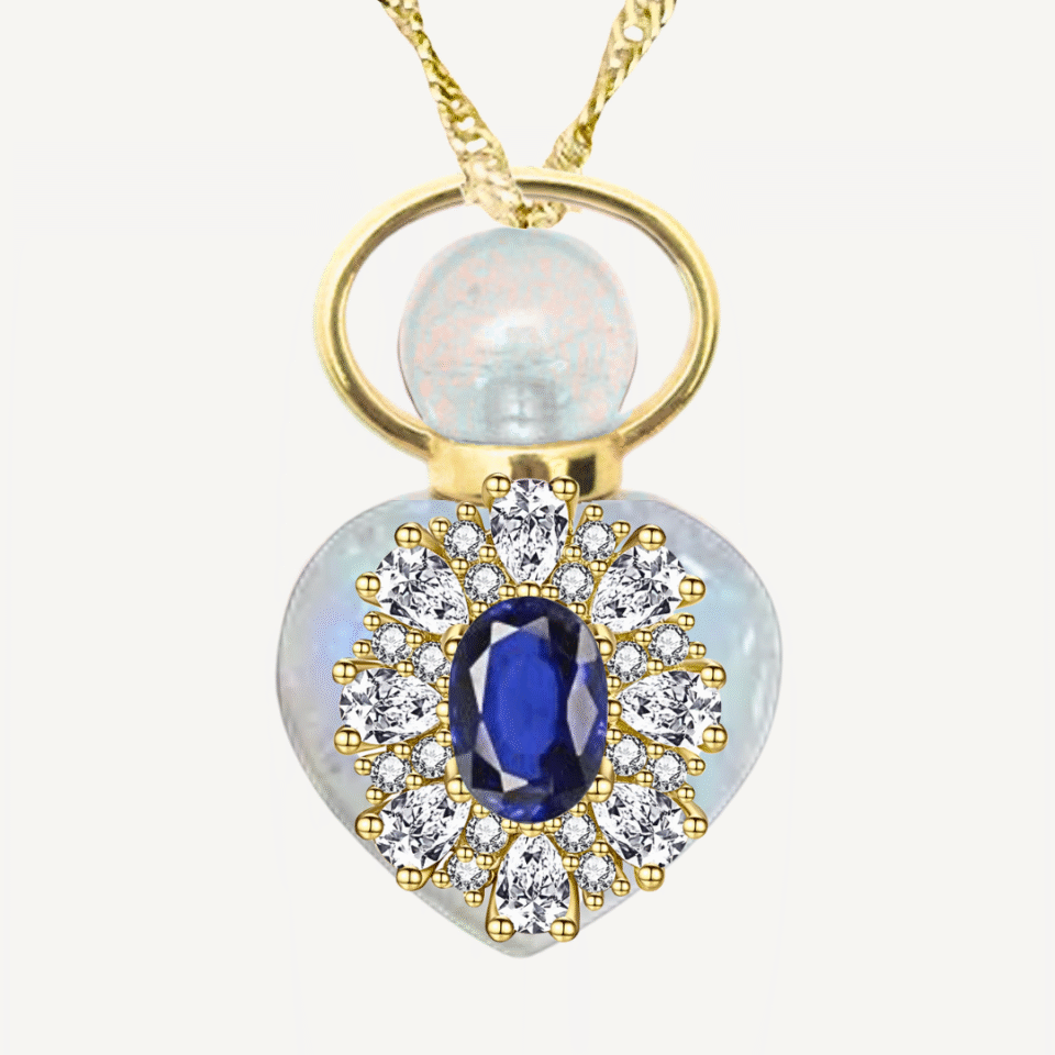 BLUE SAPPHIRE "RANIA'S TRUTH" MINI PERFUME AMULET NECKLACE