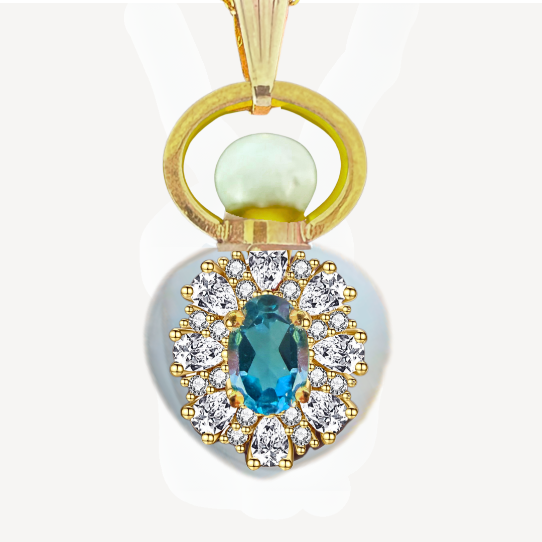 BLUE TOPAZ "MARIE'S SERENITY" MINI PERFUME AMULET NECKLACE