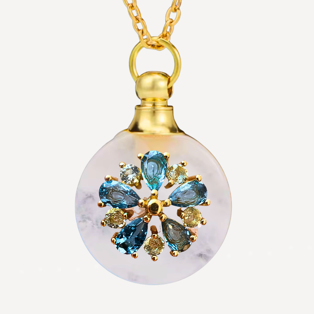 MARCHIONESS HYDRANGEA Blue Topaz Perfume Talisman Necklace