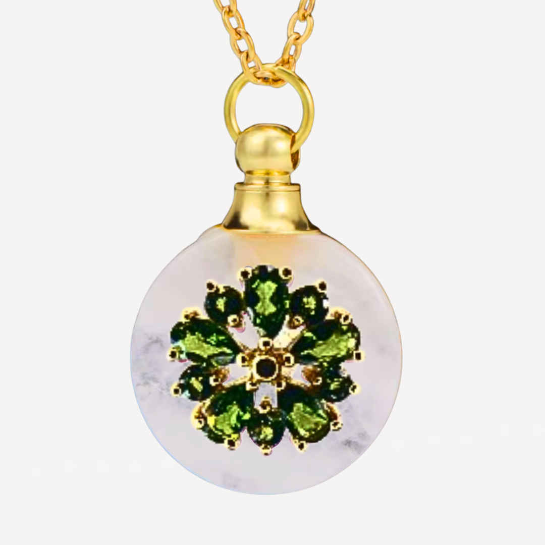 COUNTESS ROSA Green Diopside Perfume Talisman Necklace
