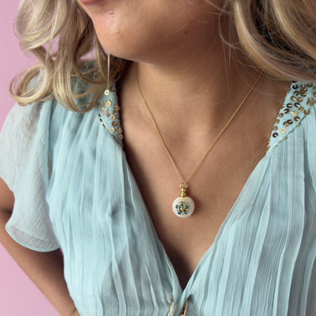 MARCHIONESS HYDRANGEA Blue Topaz Perfume Talisman Necklace - Image 4